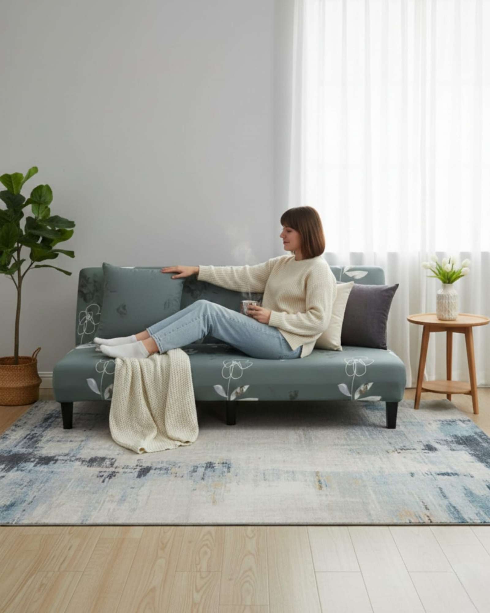 FUNDA DE FUTON ELASTICADO DISEÑO LISO RESISTE Y DURADERO - 2