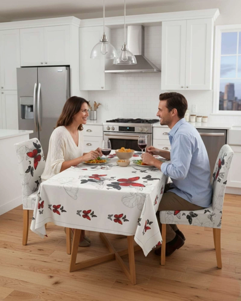 SET COMEDOR 6 PERSONAS MANTEL ANTIMANCHAS Y FUNDAS DE SILLA - 4