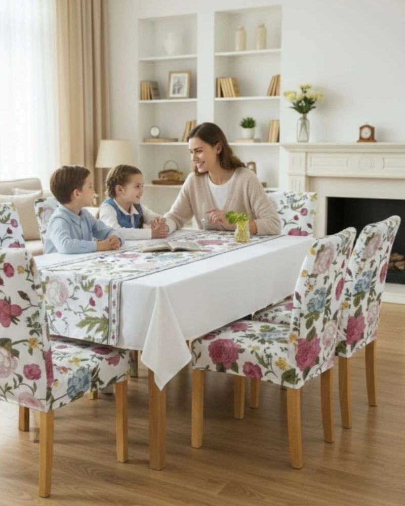 SET COMEDOR 6 PERSONAS MANTEL ANTIMANCHAS Y FUNDAS DE SILLA - 3