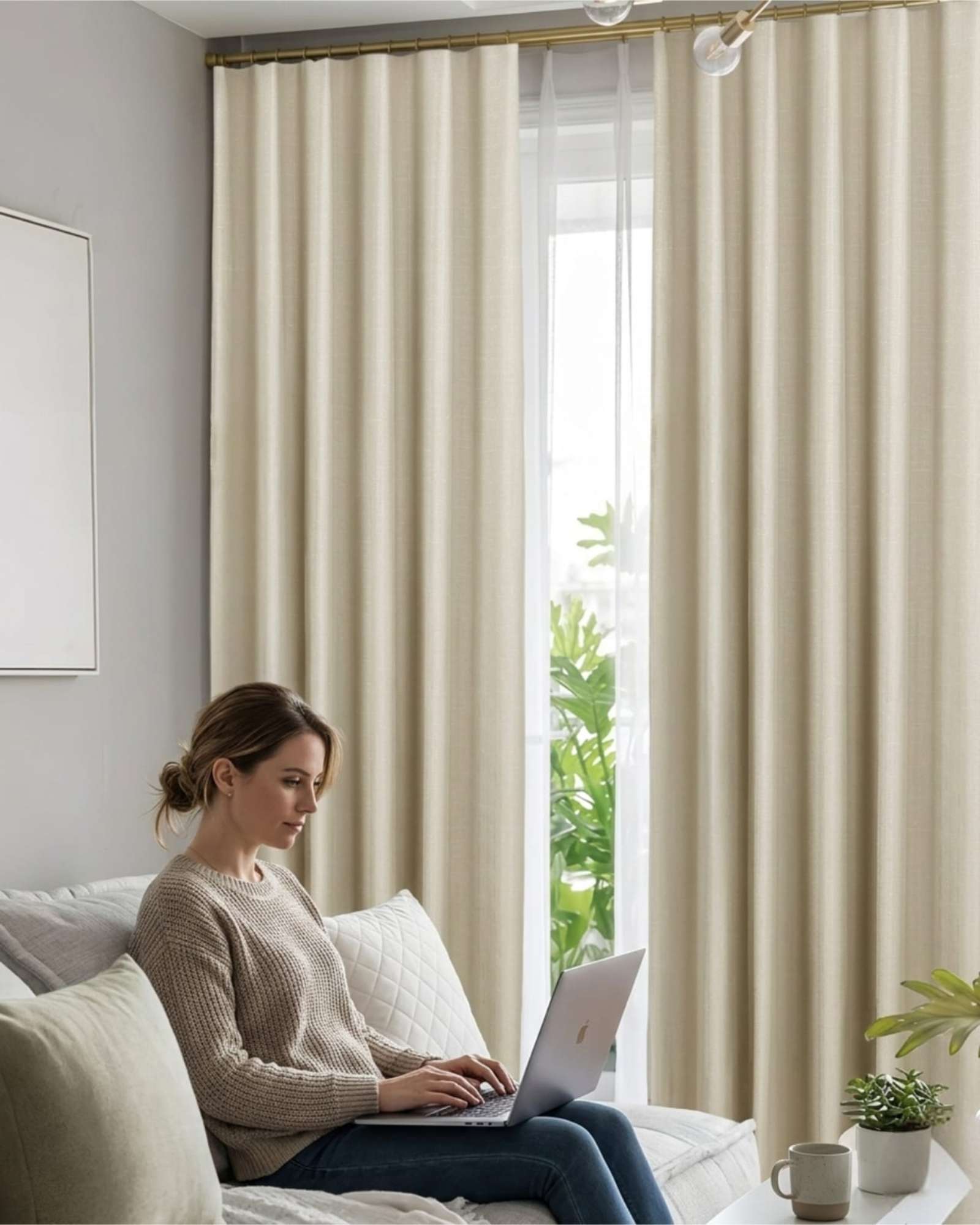 SET DE CORTINAS BLACKOUT ENGOMADAS MODERNAS DE LUJO - 3