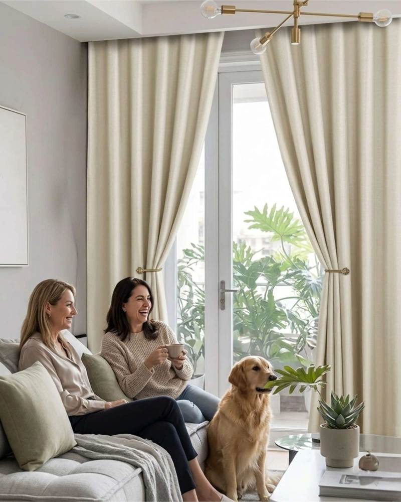 SET DE CORTINAS BLACKOUT ENGOMADAS MODERNAS DE LUJO - 4