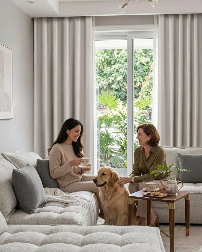 SET DE CORTINAS BLACKOUT ENGOMADAS MODERNAS DE LUJO - 5