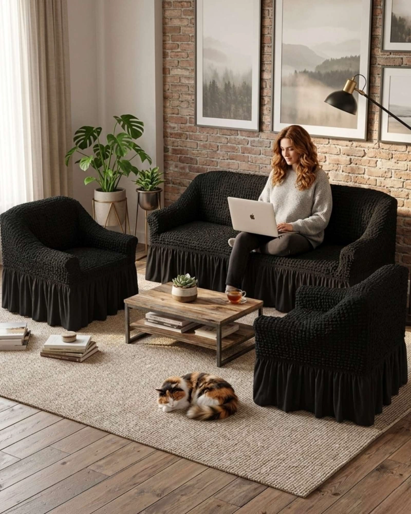 CUBRE SILLON 3+1+1 DISEÑO SOFISTICADO TURCO CON VUELO INFERIOR - 2