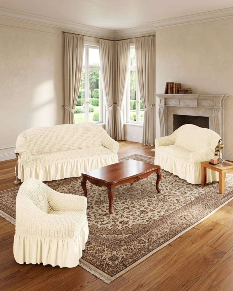 CUBRE SILLON 3+1+1 DISEÑO SOFISTICADO TURCO CON VUELO INFERIOR - 5