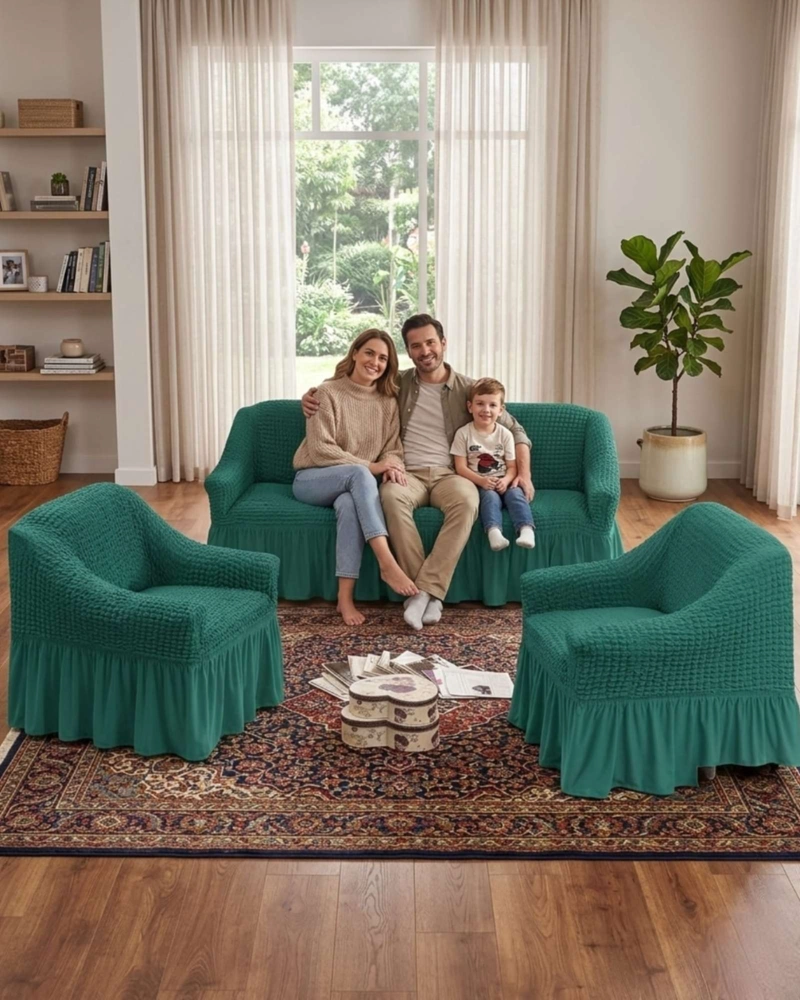 CUBRE SILLON 3+1+1 DISEÑO SOFISTICADO TURCO CON VUELO INFERIOR - 3