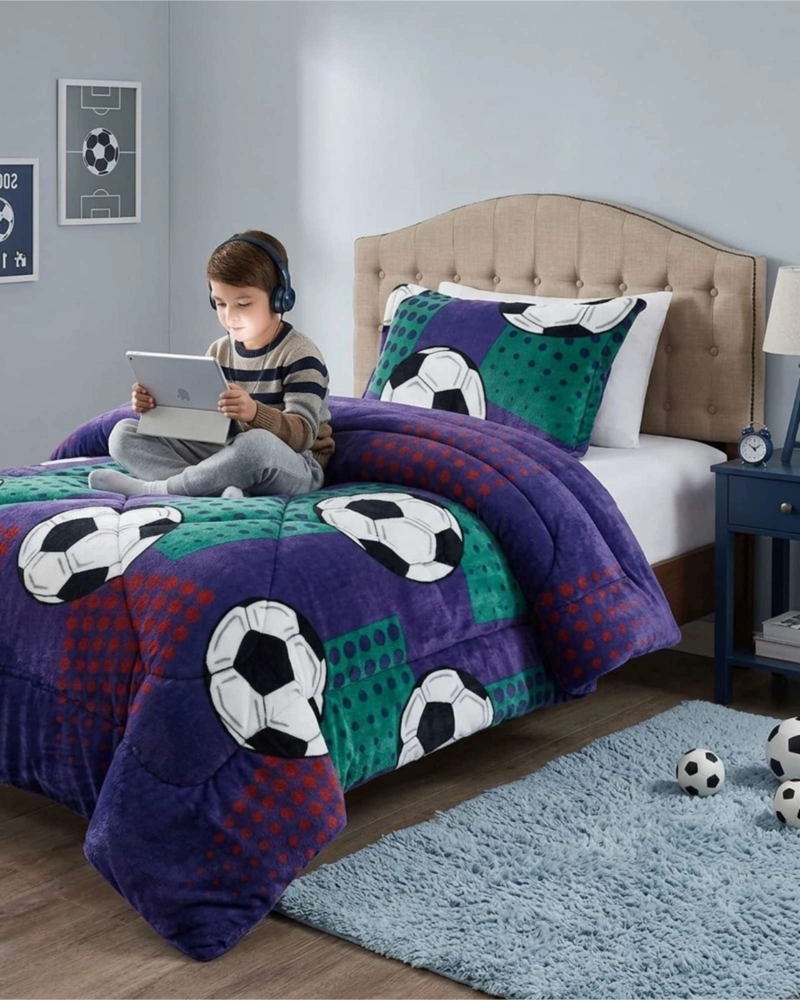 COBERTOR PLUSH DE LUJO LANA SINTETICA CONFORT SUPERIOR PLAZA Y MEDIA - 5