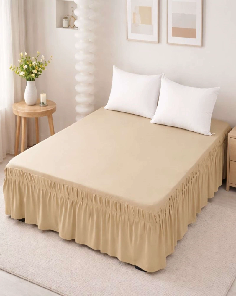 FALDON DE CAMA CON PLISADO ELEGANTE PLAZA Y MEDIA - 2