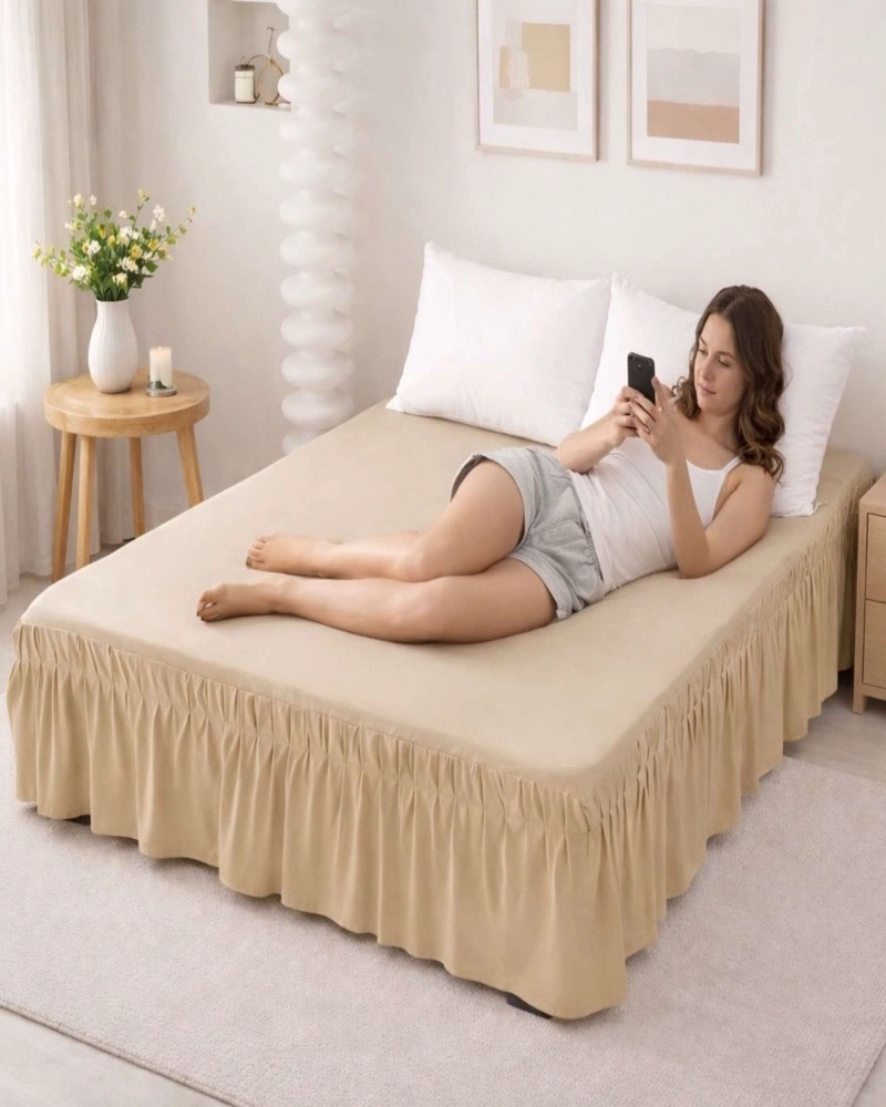 FALDON DE CAMA CON PLISADO ELEGANTE PLAZA Y MEDIA - 3