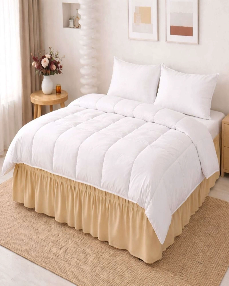 FALDON DE CAMA CON PLISADO ELEGANTE PLAZA Y MEDIA - 5