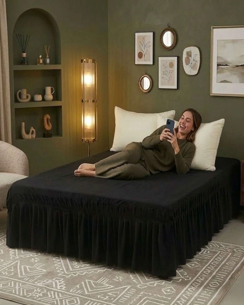 FALDON DE CAMA CON PLISADO ELEGANTE SUPER KING - 1