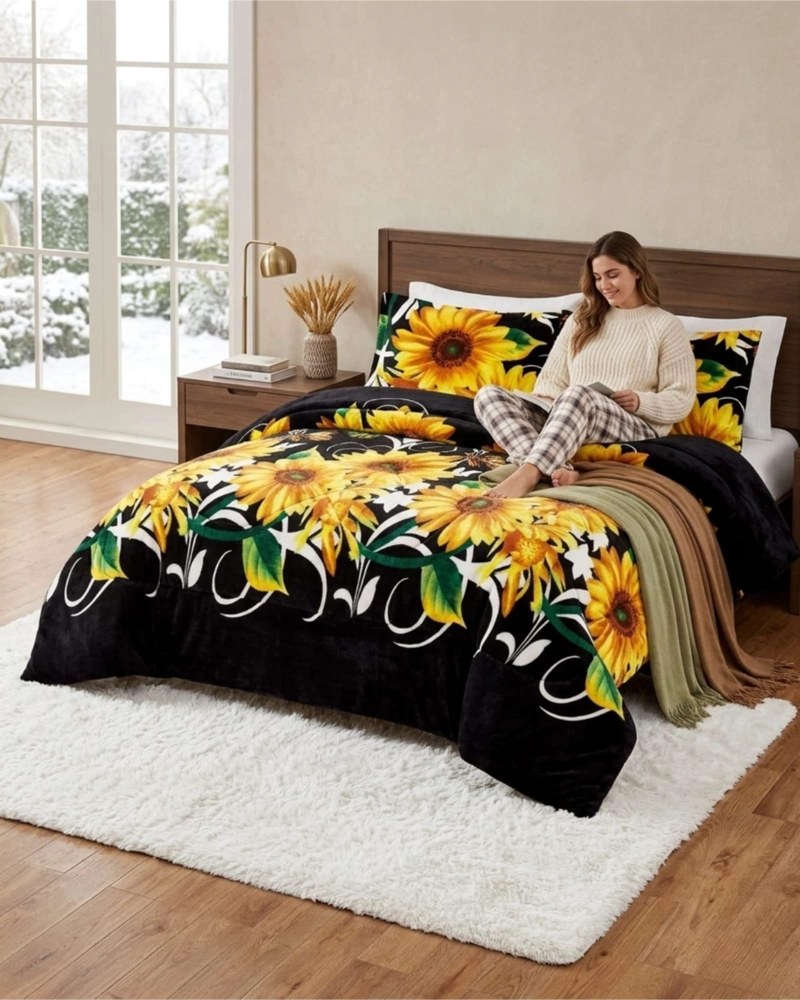 CUBRECAMA 2 PLAZAS TEXTURA PLUSH Y CHIPORRO PREMIUM + FUNDAS - 4