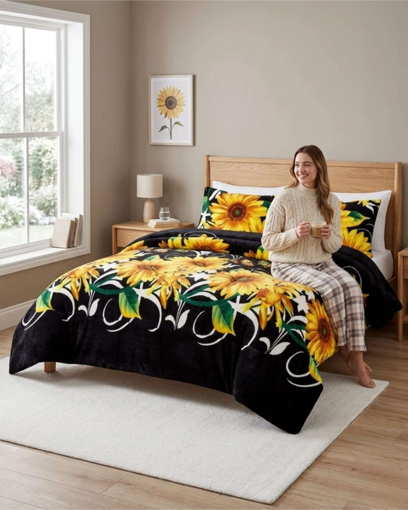CUBRECAMA 2 PLAZAS TEXTURA PLUSH Y CHIPORRO PREMIUM + FUNDAS - 6