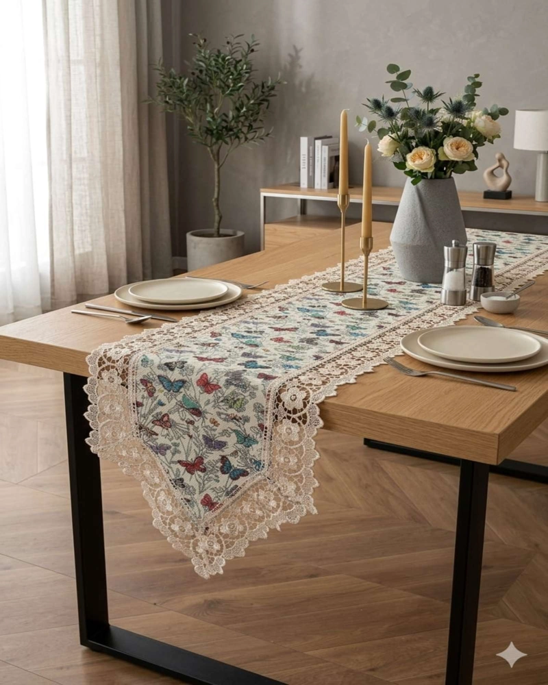 CAMINO DE MESA JACQUARD 40X180CM CON ENCAJE - 3