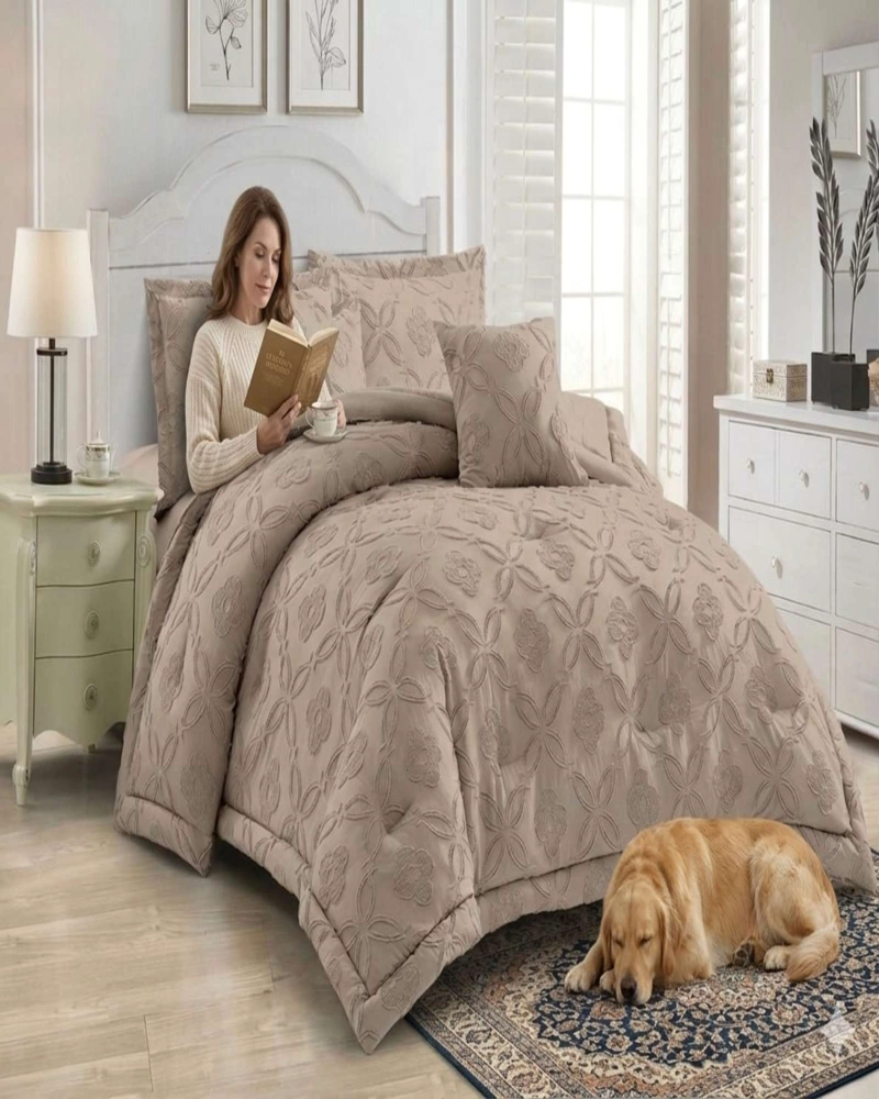 CUBRECAMA QUILT TEXTURIZADO INCLUYE FUNDAS DISEÑO FLORES 2 PLAZAS - 1