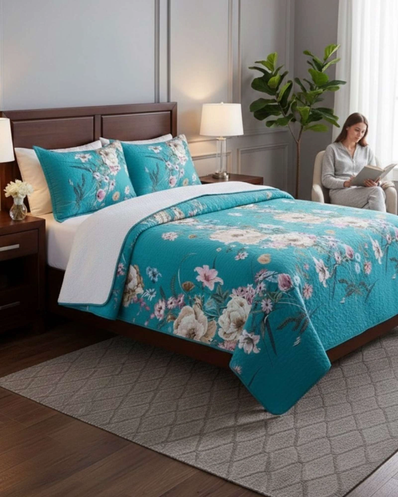 COBERTOR COLCHA QUILT SHERPA OTOÑO INVIERNO 2 PLAZAS - 2