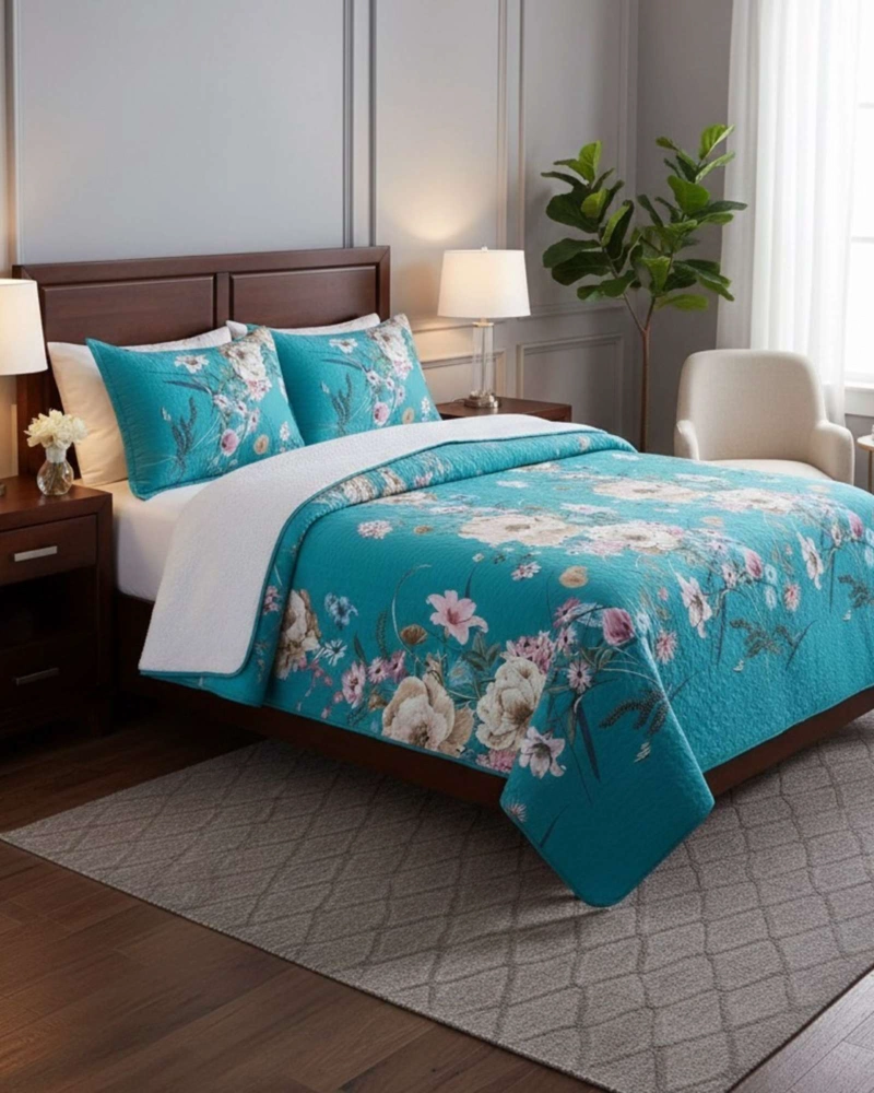 COBERTOR COLCHA QUILT SHERPA OTOÑO INVIERNO 2 PLAZAS - 4