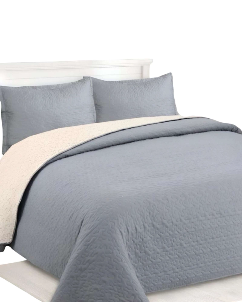 COBERTOR COLCHA QUILT SHERPA OTOÑO INVIERNO 2 PLAZAS - 5
