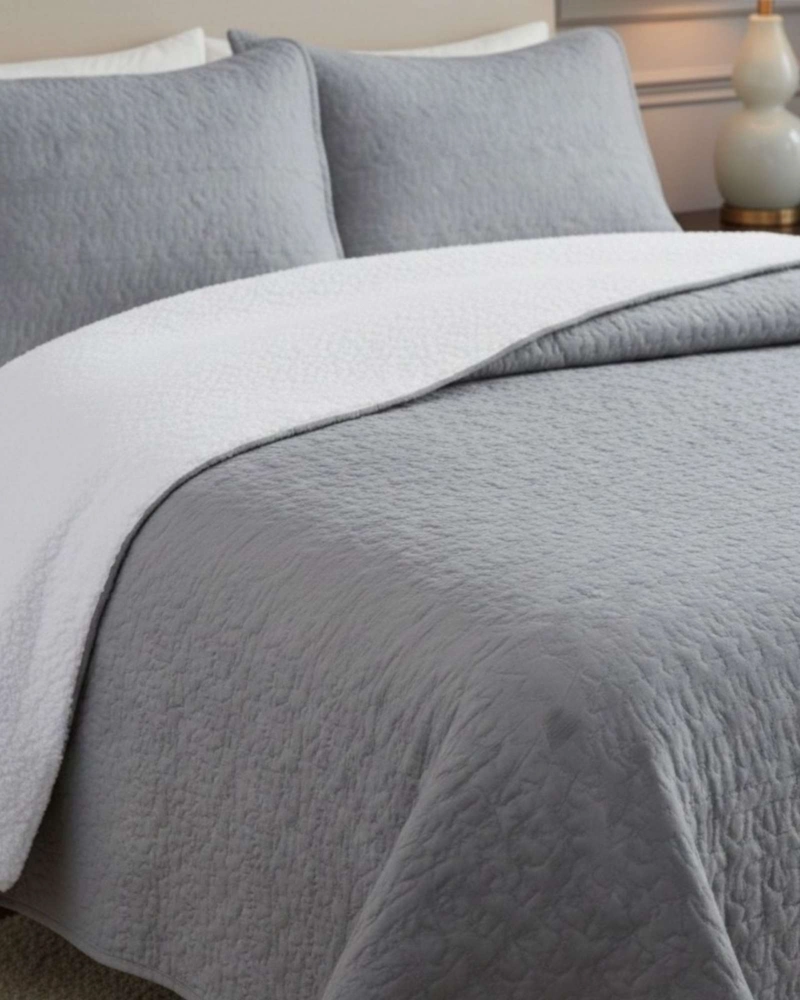 COBERTOR COLCHA QUILT SHERPA OTOÑO INVIERNO 2 PLAZAS - 6