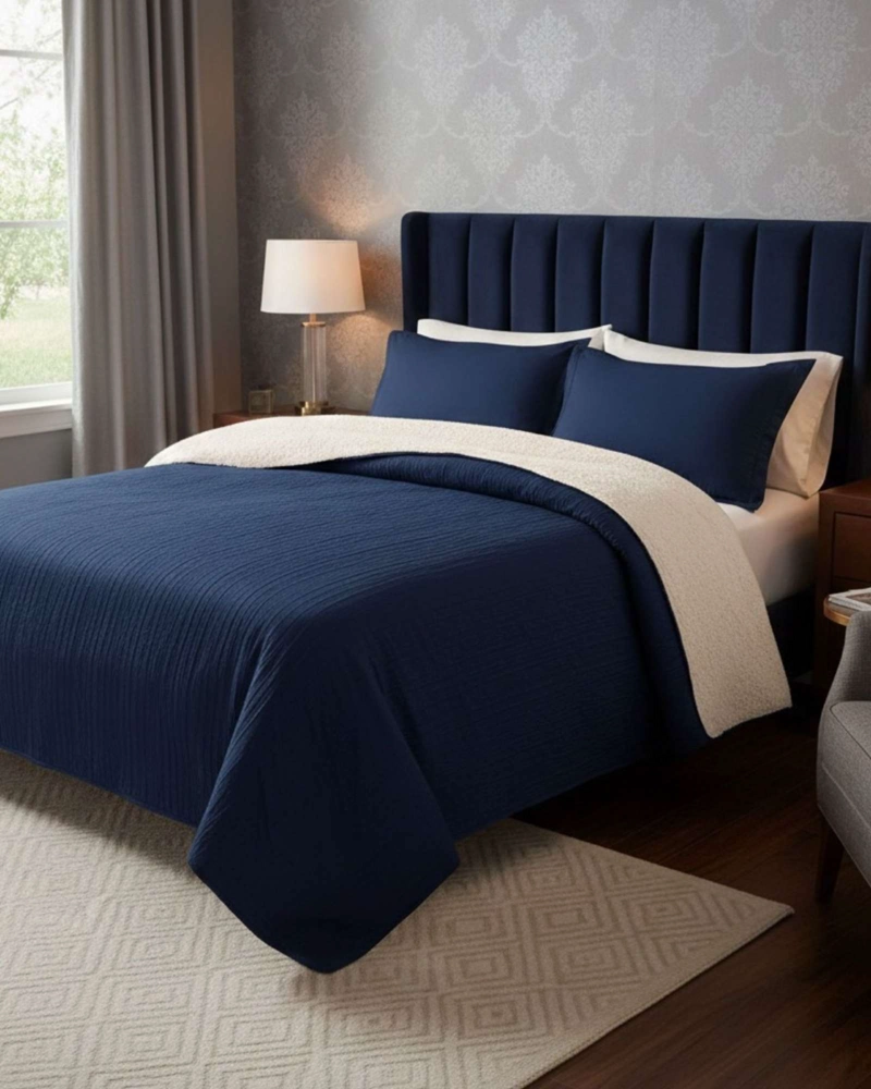 COBERTOR COLCHA QUILT SHERPA OTOÑO INVIERNO 2 PLAZAS - 3