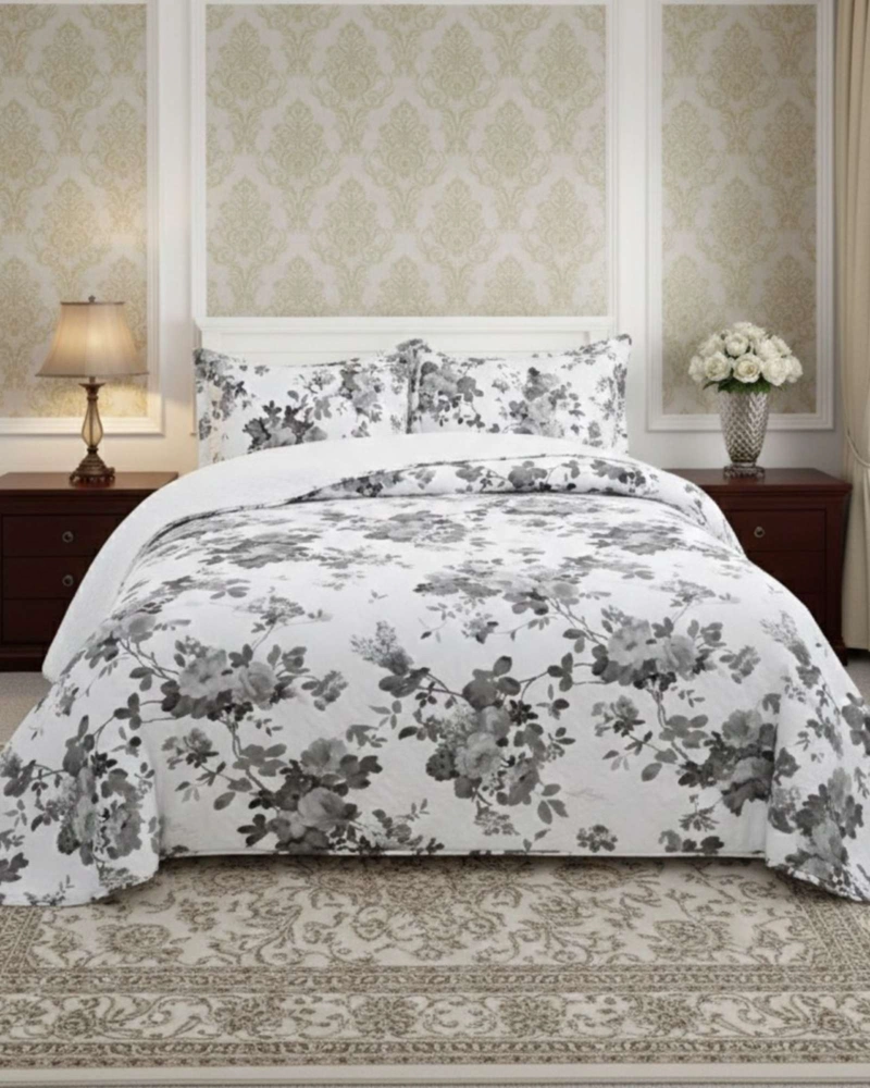 COBERTOR COLCHA QUILT SHERPA OTOÑO INVIERNO 2 PLAZAS - 1