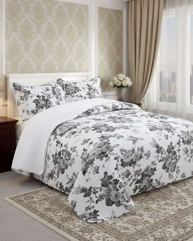 COBERTOR COLCHA QUILT SHERPA OTOÑO INVIERNO 2 PLAZAS - 4