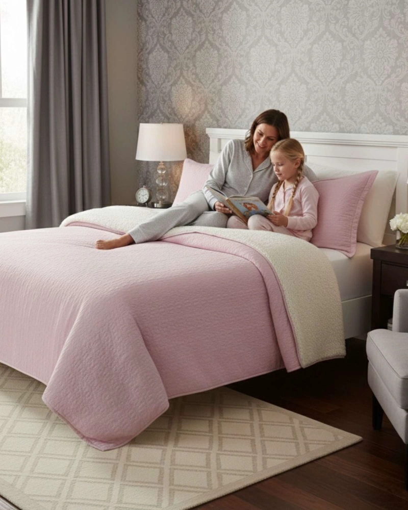 COBERTOR COLCHA QUILT SHERPA OTOÑO INVIERNO 2 PLAZAS - 4
