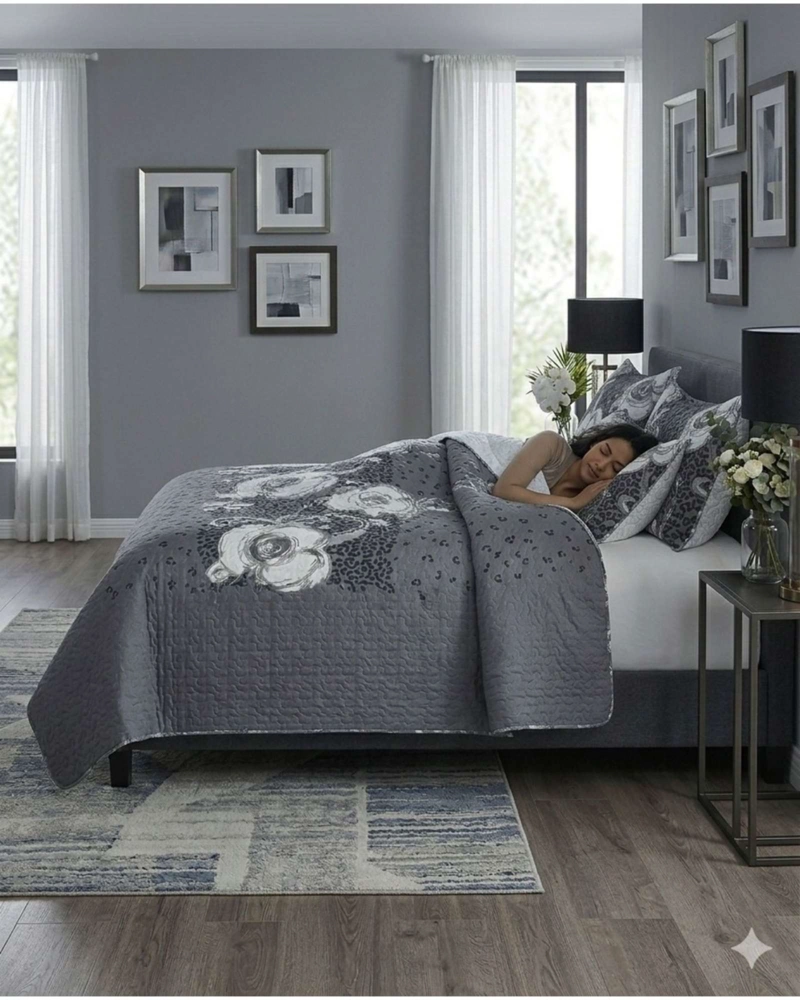COBERTOR COLCHA QUILT SHERPA OTOÑO INVIERNO 2 PLAZAS - 2