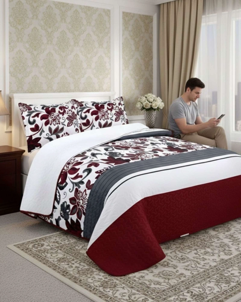 COBERTOR COLCHA QUILT SHERPA OTOÑO INVIERNO 2 PLAZAS - 2