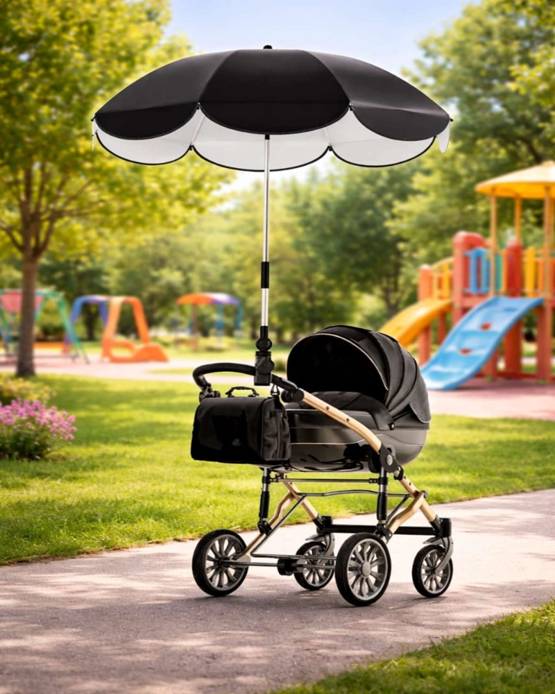 PARASOL UNIVERSAL PARA COCHE DE BEBE  BRAZO FLEXIBLE Y AJUSTE 360° - 2