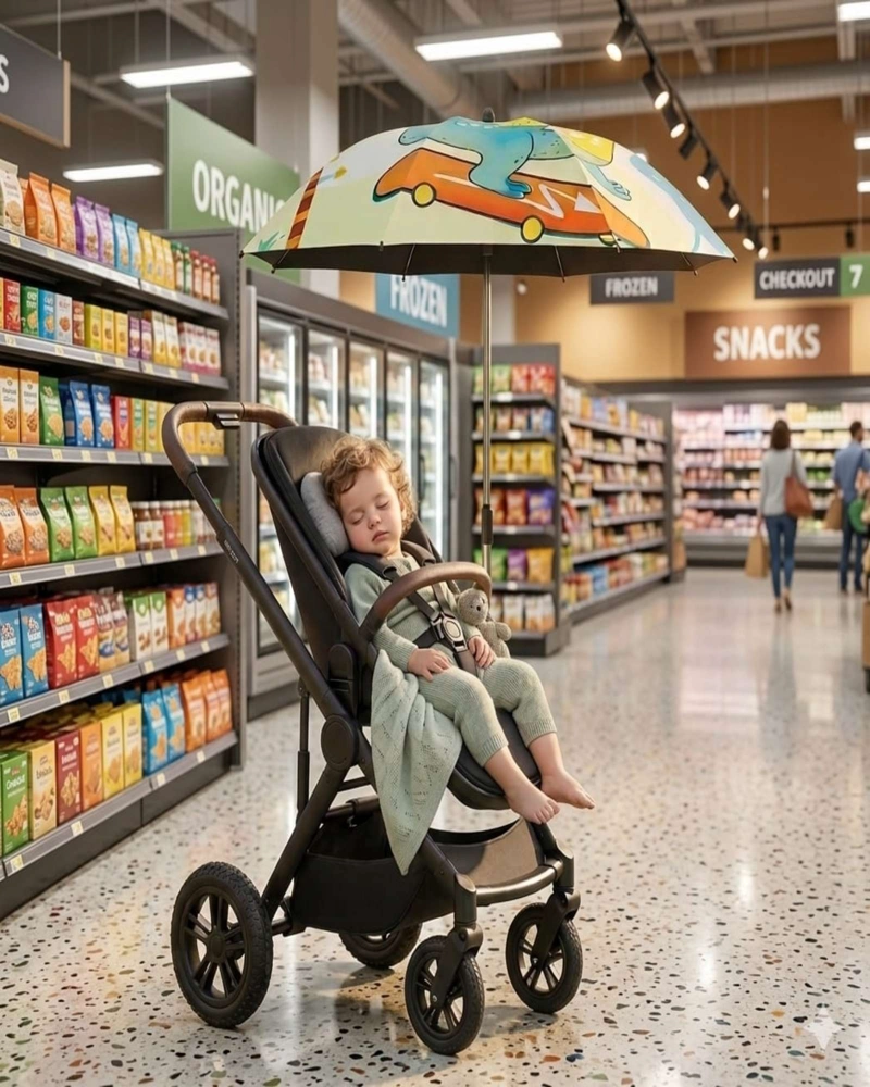 PARASOL UNIVERSAL PARA COCHECITO BEBE  FLEXIBLE CON FILTRO UV PREMIUM - 4