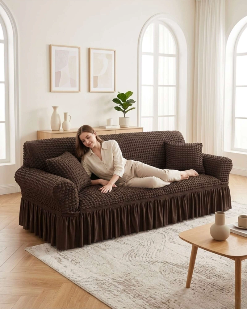 FUNDA DE SOFA TURCA DE 1 CUERPO DISEÑO PREMIUM CON FALDON - 3