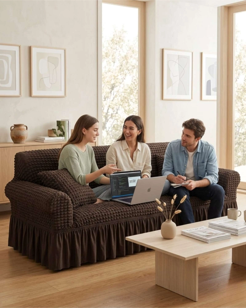 FUNDA DE SOFA TURCA DE 1 CUERPO DISEÑO PREMIUM CON FALDON - 5