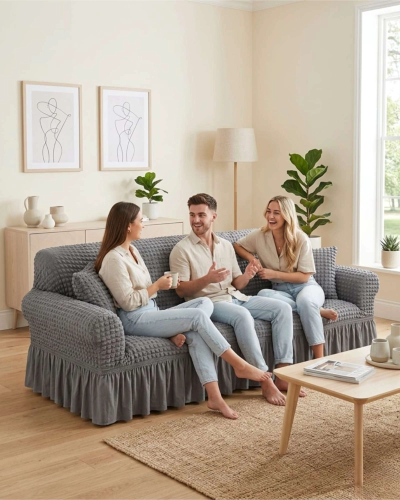 FUNDA DE SOFA TURCA DE 1 CUERPO DISEÑO PREMIUM CON FALDON - 5