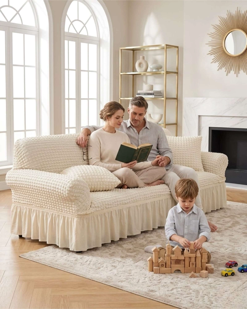 FUNDA DE SOFA TURCA DE 2 CUERPO DISEÑO PREMIUM CON FALDON - 3