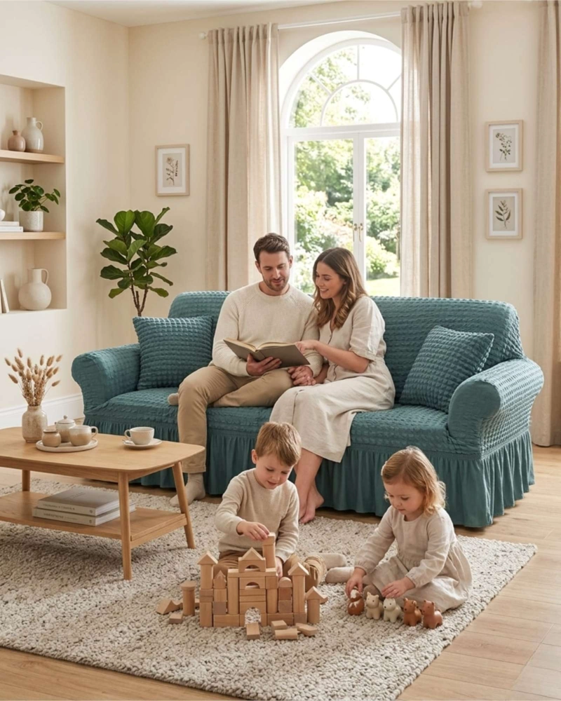 FUNDA DE SOFA TURCA DE 2 CUERPO DISEÑO PREMIUM CON FALDON - 3