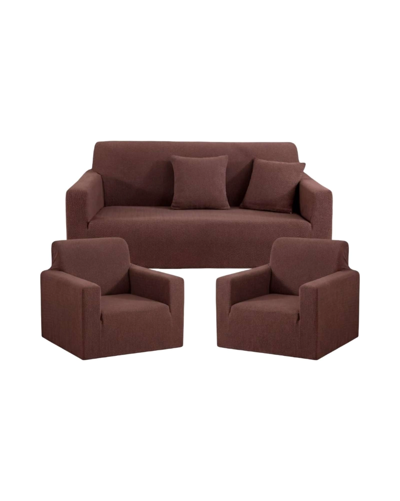 SET FUNDAS ELASTICAS 3+1+1 PARA SOFA TIPO T - TELA SPANDEX TEXTURIZADA - 4