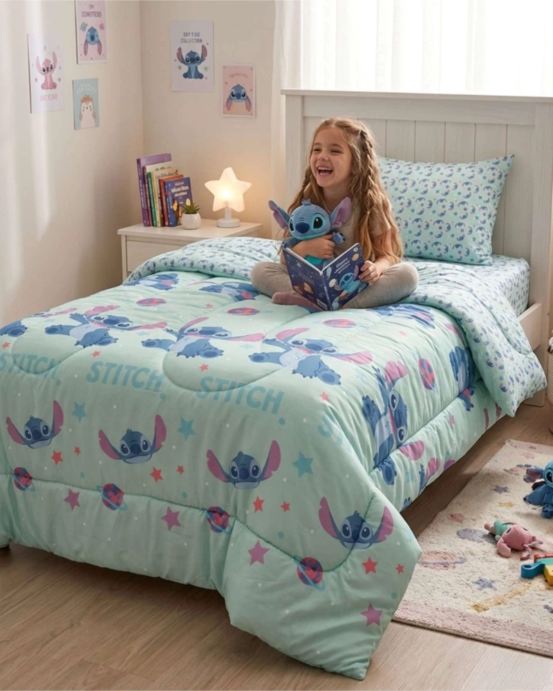 PLUMON OFICIAL STITCH PLANETA 1.5 PLAZAS CON FUNDA - 2