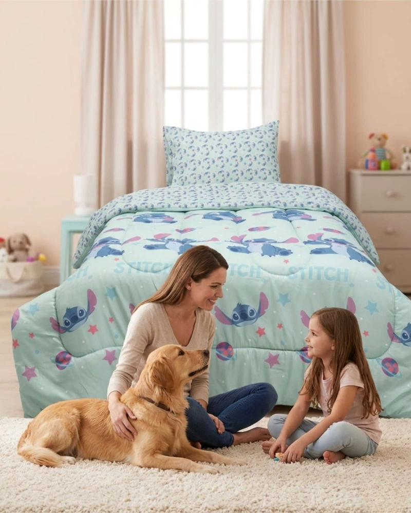 PLUMON OFICIAL STITCH PLANETA 1.5 PLAZAS CON FUNDA - 4