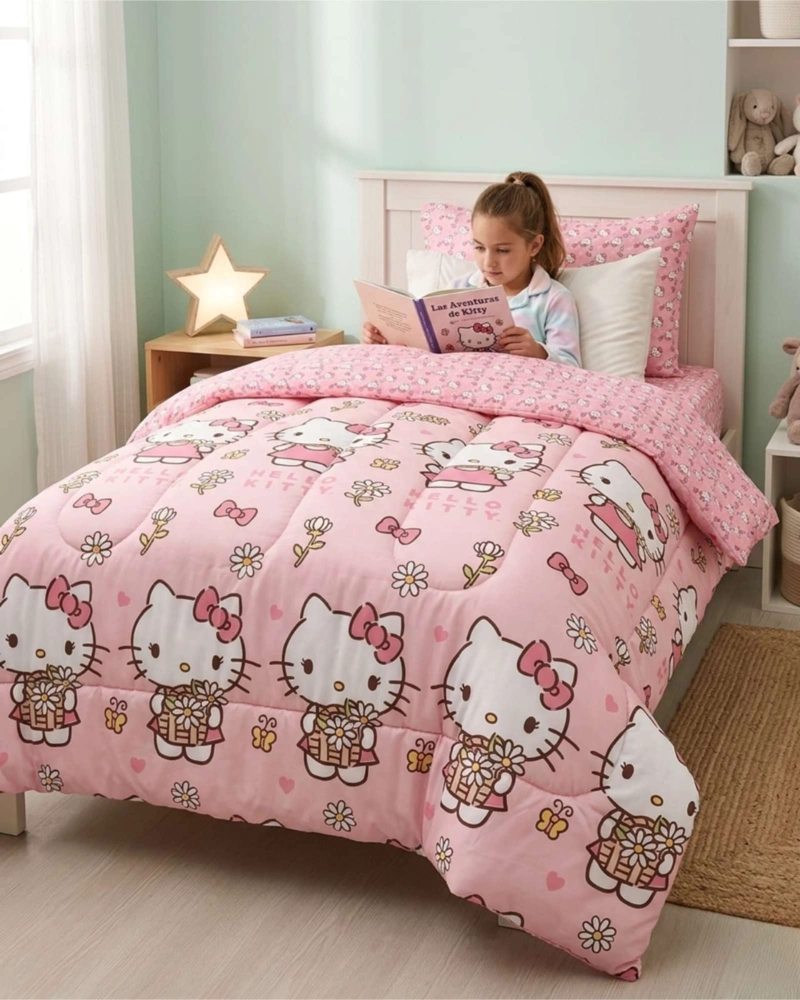 PLUMON HELLO KITTY DISEÑO MARGARITA PLAZA Y MEDIA CON FUNDA - 1