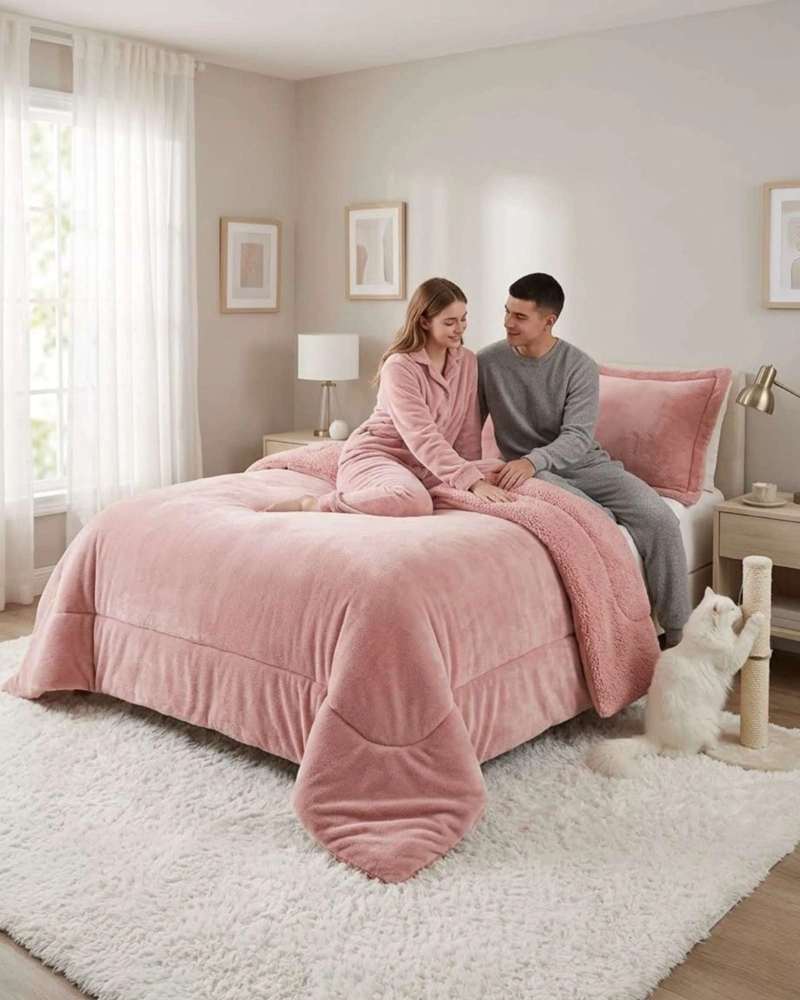CUBRECAMAS SHERPA 2 PLAZAS PLUSH ULTRA SUAVE DE LUJO - 5
