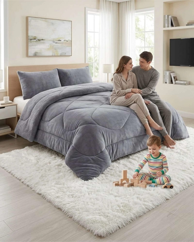 CUBRECAMAS SHERPA 2 PLAZAS PLUSH ULTRA SUAVE DE LUJO - 3