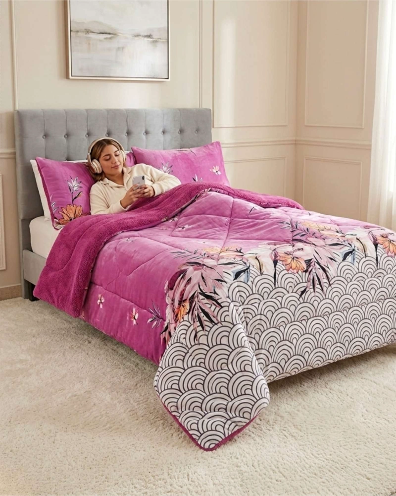CUBRECAMAS SHERPA 2 PLAZAS PLUSH ULTRA SUAVE DE LUJO - 1