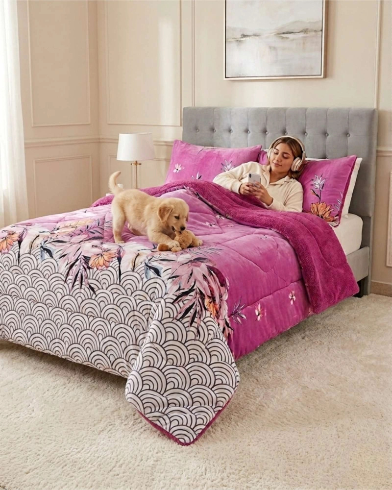 CUBRECAMAS SHERPA 2 PLAZAS PLUSH ULTRA SUAVE DE LUJO - 3