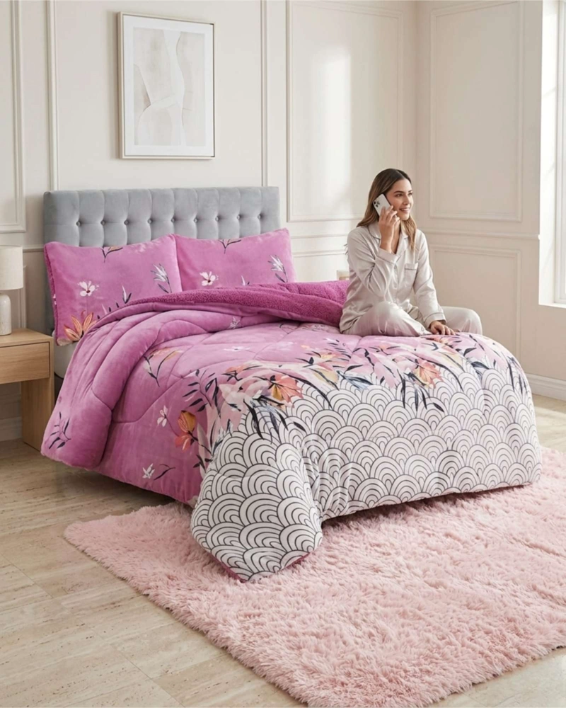 CUBRECAMAS SHERPA 2 PLAZAS PLUSH ULTRA SUAVE DE LUJO - 4
