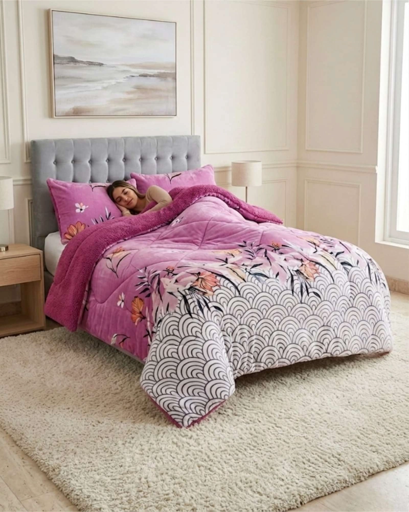 CUBRECAMAS SHERPA 2 PLAZAS PLUSH ULTRA SUAVE DE LUJO - 5