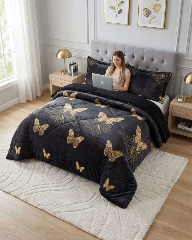 CUBRECAMAS SHERPA 2 PLAZAS PLUSH ULTRA SUAVE DE LUJO - 3