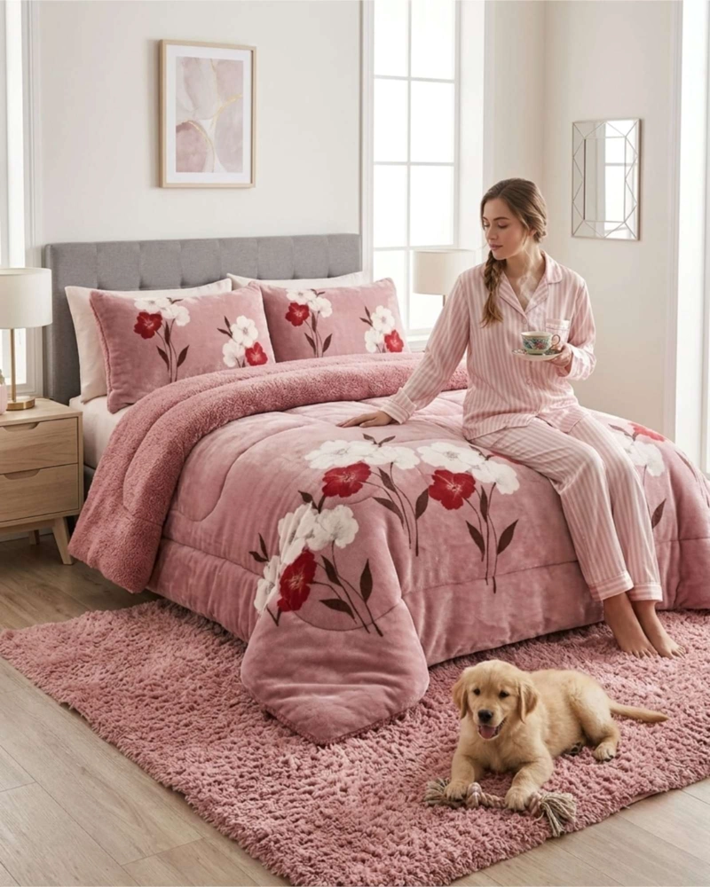 CUBRECAMAS SHERPA 2 PLAZAS PLUSH ULTRA SUAVE DE LUJO - 2
