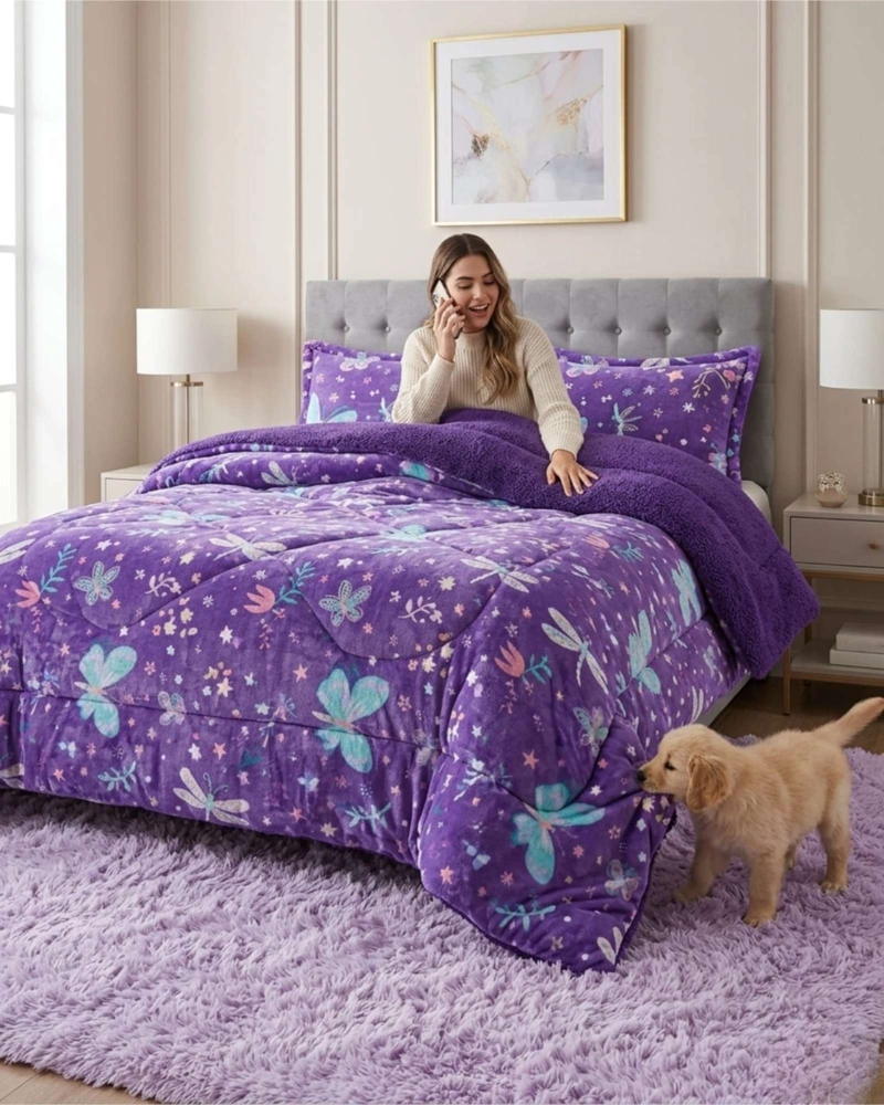 CUBRECAMAS SHERPA 2 PLAZAS PLUSH ULTRA SUAVE DE LUJO - 1