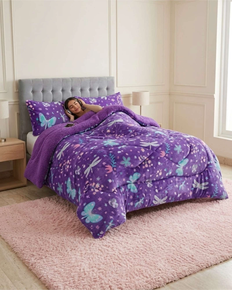 CUBRECAMAS SHERPA 2 PLAZAS PLUSH ULTRA SUAVE DE LUJO - 2