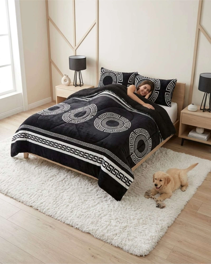 CUBRECAMAS SHERPA 2 PLAZAS PLUSH ULTRA SUAVE DE LUJO - 2